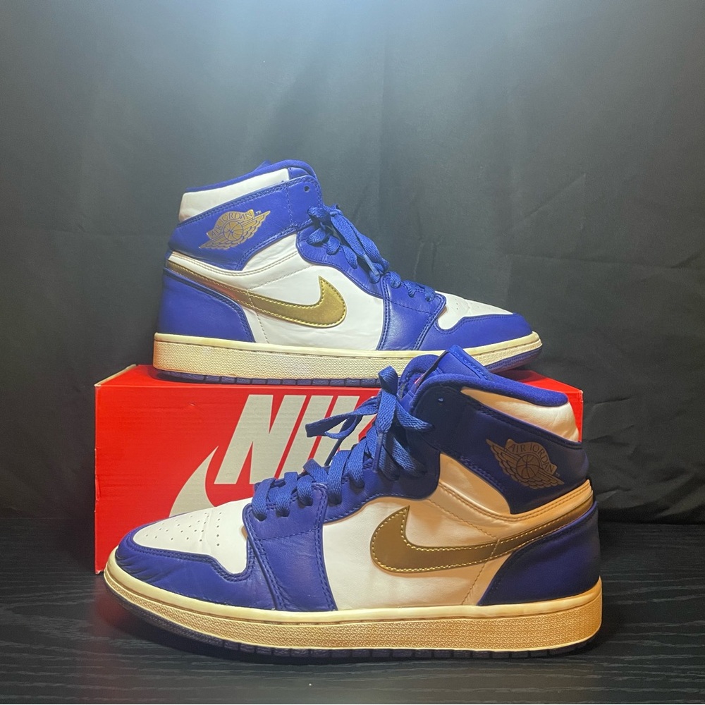 Nike White and Gold High-Top Sneakers